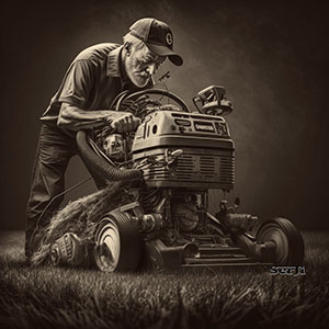 Сон в летнюю ночь. SerJi A man a mower on a gasoline